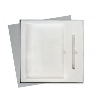 Коробка подарочная Solution Superior под ежедневник и ручку, серебро, 25,7x25,7 см, бежевый ложемент