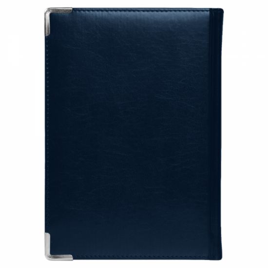 Ежедневник полудатированный Classic Pristine Silver А5, темно-синий  с серебром, с металлическими уголками, в твердой обложке с поролоном