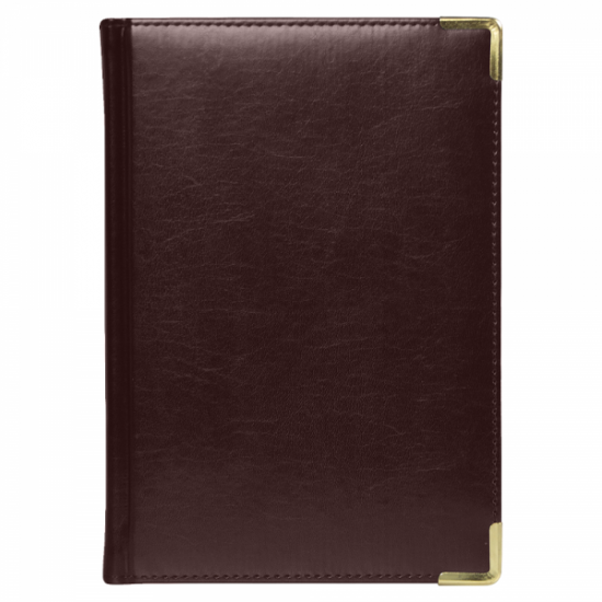 Ежедневник полудатированный Classic Pristine Gold А5, темно-коричневый с золотом, с металлическими уголками, в твердой обложке с поролоном Ежедневник полудатированный Classic Pristine Gold А5, темно-коричневый с золотом, с металлическими уголками, в твердой обложке с поролоном