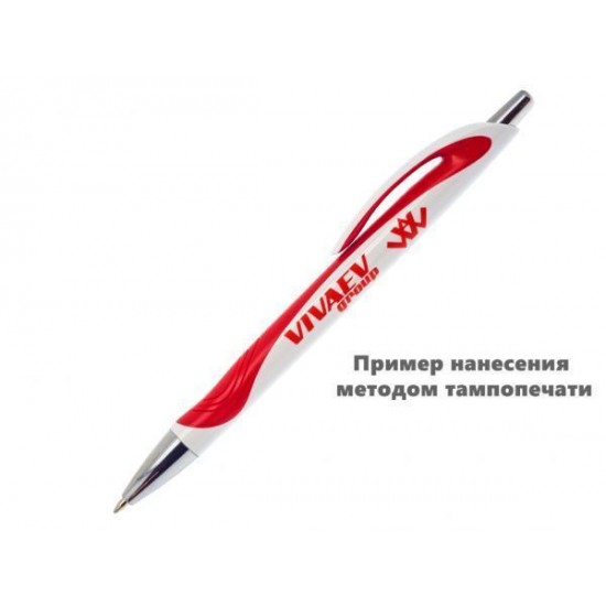 Ручка шариковая, пластиковая, белая/красная