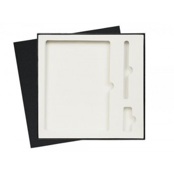 Коробка подарочная Solution Superior под ежедневник, ручку и флешку, черная, 25,7x25,7 см, бежевый ложемент