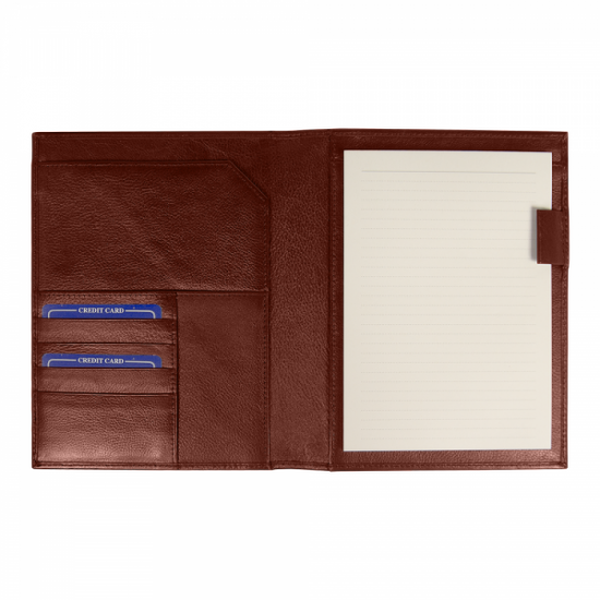 Суперобложка из натуральной кожи Universal leather размер А5+ , коричневая,  с блокнотом
