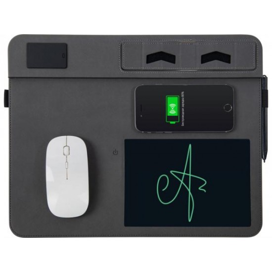 Многофункциональный коврик для мыши Multi Pad с беспроводной зарядкой и LCD экраном, 10 Вт, серый Многофункциональный коврик для мыши Multi Pad с беспроводной зарядкой и LCD экраном, 10 Вт, серый