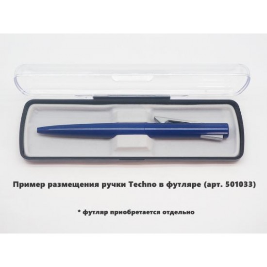 Ручка шариковая, пластиковая, металлическая, синяя/серебристая, Techno