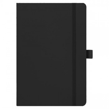 Блокнот Alfa Polo Line А5 в линейку матовый, черный, в твердой обложке с черной резинкой и петлей для ручки