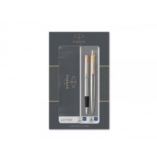 Набор Parker Jotter Core Stainless Steel GT: ручка шариковая, ручка перьевая Набор Parker Jotter Core Stainless Steel GT: ручка шариковая, ручка перьевая