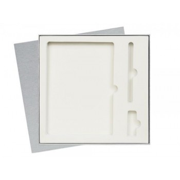 Коробка подарочная Solution Superior под ежедневник, ручку и флешку, серебро, 25,7x25,7 см, бежевый ложемент