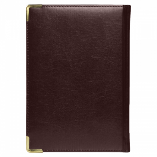 Ежедневник полудатированный Classic Pristine Gold А5, темно-коричневый с золотом, с металлическими уголками, в твердой обложке с поролоном Ежедневник полудатированный Classic Pristine Gold А5, темно-коричневый с золотом, с металлическими уголками, в твердой обложке с поролоном