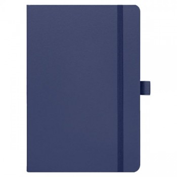 Блокнот Alfa Polo Line А5 в линейку матовый, синий, в твердой обложке с синей резинкой и петлей для ручки