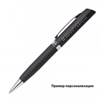 Ручка шариковая Grand Сerutti софт тач металлическая, черная/серебристая