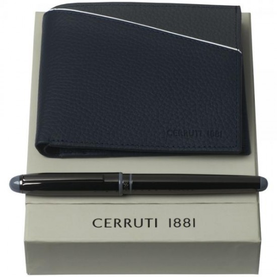Набор Cerruti 1881: кошелек и роллер, синий Набор Cerruti 1881: кошелек и роллер, синий