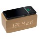 Зарядное устройство Wireless Time Hub с часами, термометром, календарем, светло-коричневое