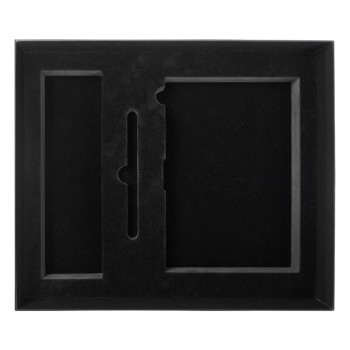 Коробка подарочная Solution Superior Alfa Soft Touch  под ежедневник, ручку и термос, 33,3*28,2*8 см, цвет черный, черный ложемент (с вырубленным ложементом)