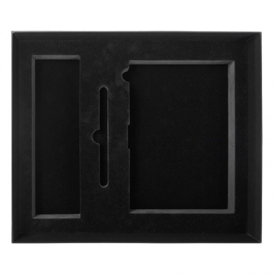 Коробка подарочная Solution Superior Alfa Soft Touch  под ежедневник, ручку и термос, 33,3*28,2*8 см, цвет черный, черный ложемент (с вырубленным ложементом)
