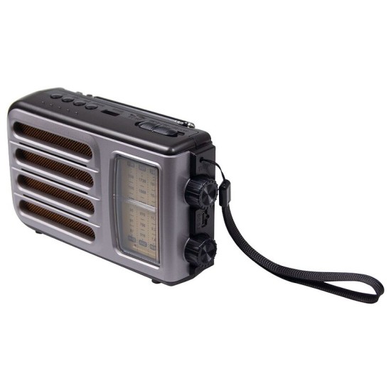 Ретро радио Heritage Melody,  Bluetooth, AM/FM/SW, LED-подсветкой, USB, TF и MP3-плеером, цвет серебристый