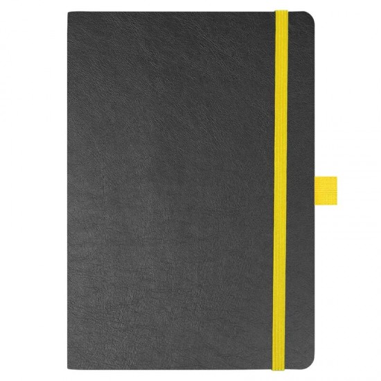 Блокнот Flexy Forest Urban Soft leather  А5, недатированный, с резинкой и петлей для ручки, в гибкой обложке, черно-желтый