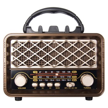 Ретро радио в стиле радиолы, диапазон частот  AM FM SW, USB, Bluetooth, Heritage Timeless, цвет  коричневый