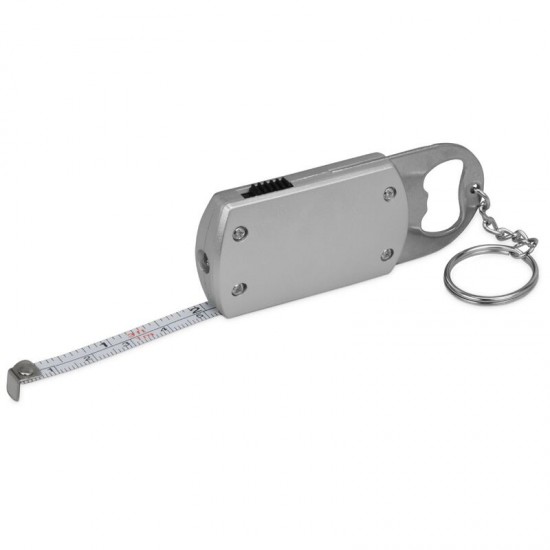Брелок-открывашка с фонариком и рулеткой, 1 м, Tools Opener, серебристый