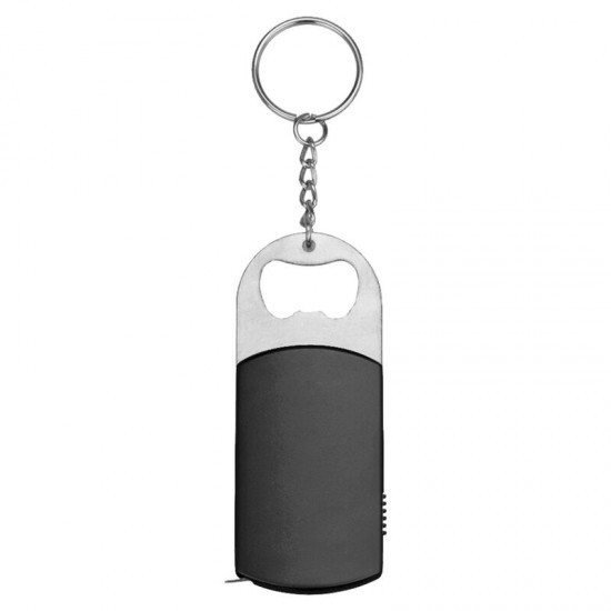 Брелок-открывашка с фонариком и рулеткой, 1 м, Tools Opener, черный