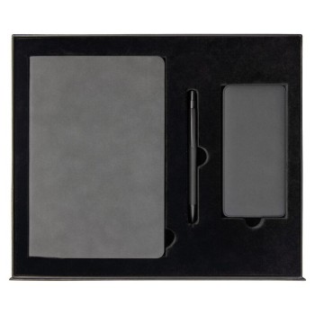 Набор подарочный Solution Prestige Yota Trio (Ежедневник Flexy Nuba А5, Внешний аккумулятор (powerbank) «WeCharge Velvet», Ручка Gray stone Requis металлическая,) в подарочный коробке, серый