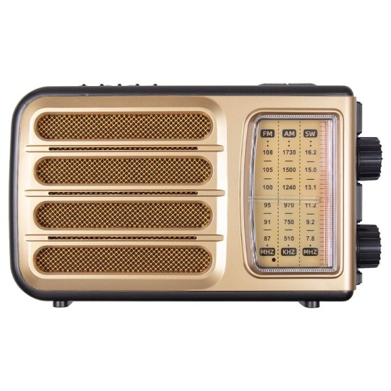 Ретро радио Heritage Melody,  Bluetooth, AM/FM/SW, LED-подсветкой, USB, TF и MP3-плеером, цвет светло-коричневый
