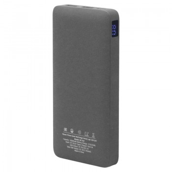Внешний аккумулятор (powerbank) «WeCharge Velvet», 10 000 mAH, 5V -2A , c цифровым дисплеем для контроля заряда, серый