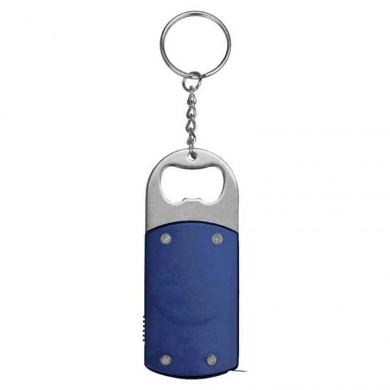 Брелок-открывашка с фонариком и рулеткой, 1 м, Tools Opener, темно-синий
