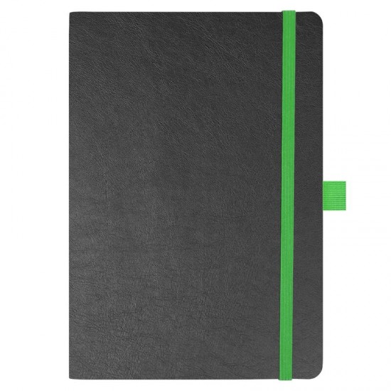 Блокнот Flexy Forest Urban Soft leather  А5, недатированный, с резинкой и петлей для ручки, в гибкой обложке, черно-зеленый