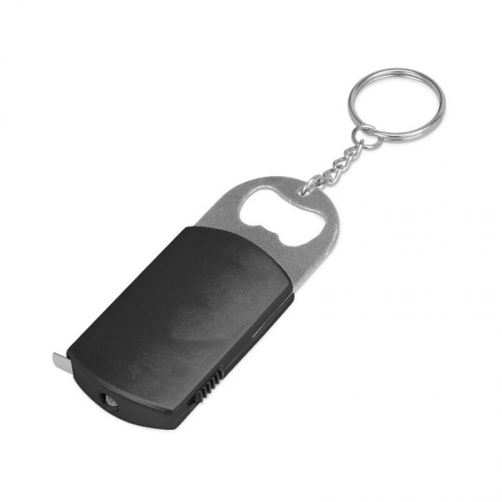 Брелок-открывашка с фонариком и рулеткой, 1 м, Tools Opener, черный