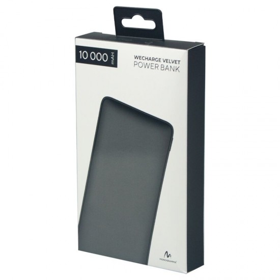 Внешний аккумулятор (powerbank) «WeCharge Velvet», 10 000 mAH, 5V -2A , c цифровым дисплеем для контроля заряда, черный