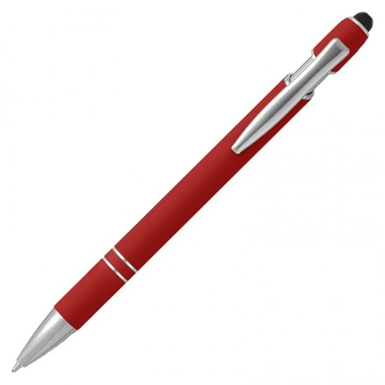 Ручка шариковая, Star Soft Touch Shiny Silver Requis, красная