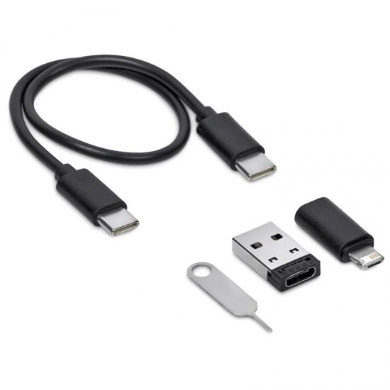 Кабель зарядный выдвижной USB Solid Line  60W 3-в-1 на Lightning, Micro-USB, Type-C «U50» 2,4 A, Quick Charge в пластиковом футляре, черный