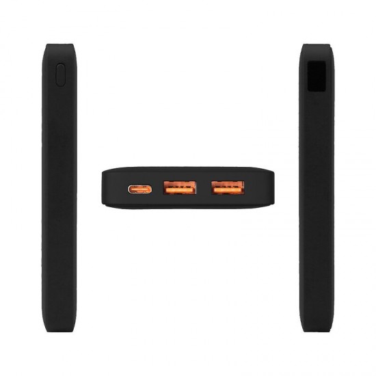 Внешний аккумулятор (powerbank)  «WeCharge Soft Touch»,  10 000 mAH, Power Delivery (PD) 25.5W, со светящимся логотипом после гравировки, c цифровым дисплеем для контроля заряда, черный