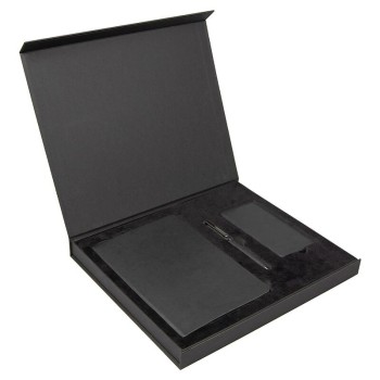 Набор подарочный Solution Prestige Yota Trio (Ежедневник Flexy Latte Soft Touch Black Edition Color А5, Внешний аккумулятор (powerbank) «WeCharge Soft Touch», Ручка Grand Attashe металлическая,) в подарочный коробке, черный