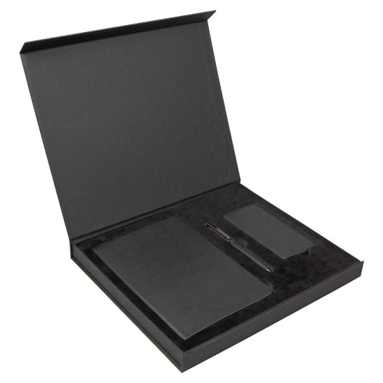 Набор подарочный Solution Prestige Yota Trio (Ежедневник Flexy Latte Soft Touch Black Edition Color А5, Внешний аккумулятор (powerbank) «WeCharge Soft Touch», Ручка Grand Attashe металлическая,) в подарочный коробке, черный