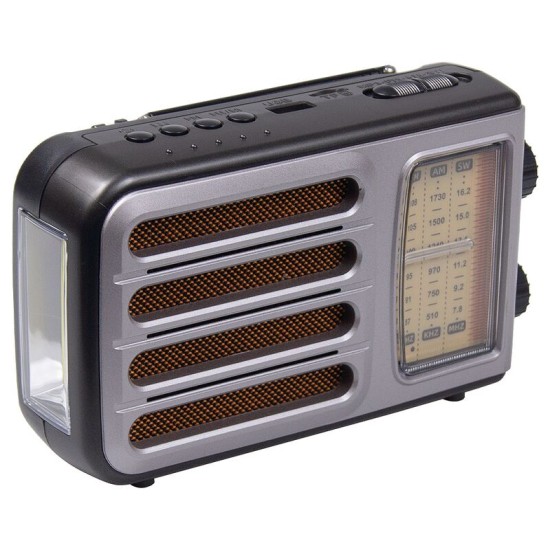 Ретро радио Heritage Melody,  Bluetooth, AM/FM/SW, LED-подсветкой, USB, TF и MP3-плеером, цвет серебристый