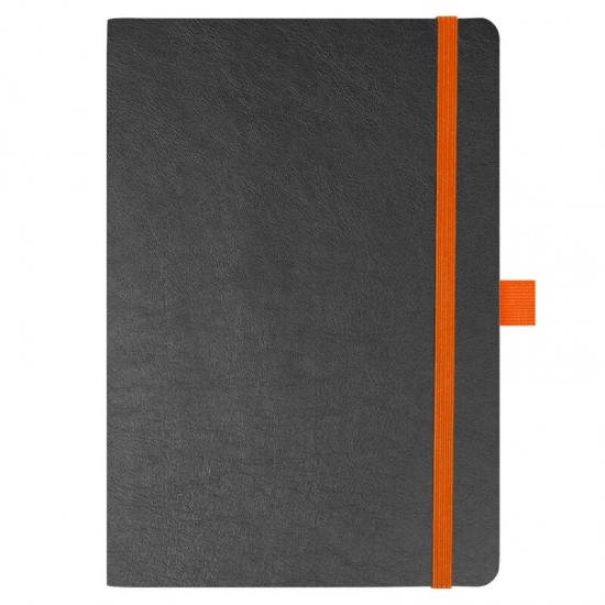 Блокнот Flexy Forest Urban Soft leather  А5, недатированный, с резинкой и петлей для ручки, в гибкой обложке, черно-оранжевый