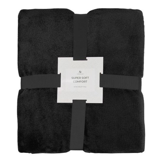 Плед мягкий флисовый Super Soft  Comfort Travel, 125*170 см, черный