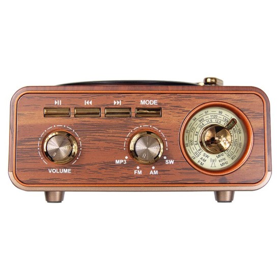 Ретро радио в стиле радиолы, Heritage Nostalgia, диапазон частот  AM FM SW, с USB порт,  Bluetooth, цвет коричневый