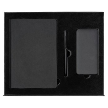 Набор подарочный Solution Prestige Yota Trio (Ежедневник Flexy Latte Color А5, Внешний аккумулятор (powerbank) «WeCharge Velvet», ручка SAMURAI Requis ) в подарочный коробке, черный