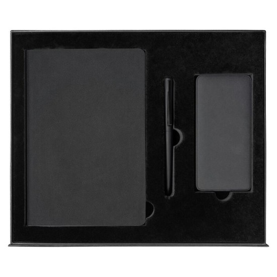 Набор подарочный Solution Prestige Yota Trio (Ежедневник Flexy Latte Color А5, Внешний аккумулятор (powerbank) «WeCharge Velvet», ручка SAMURAI Requis ) в подарочный коробке, черный