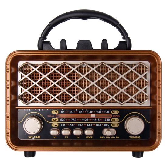 Ретро радио в стиле радиолы, диапазон частот  AM FM SW, USB, Bluetooth, Heritage Timeless, цвет светло-коричневый