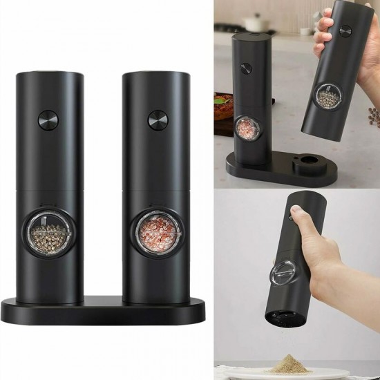 Набор из двух мельниц для соли и перца на подставке Salt & Pepper Set, пластик, черный
