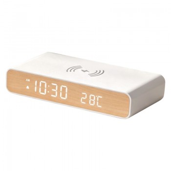Зарядное устройство Aura Clock с часами, термометром, календарем, белое