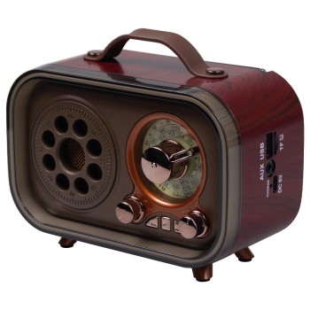 Ретро радио в стиле радиолы, диапазон частот  AM FM SW, USB, Bluetooth, Heritage Memories, со светодиодной подсветкой, цвет коричневый