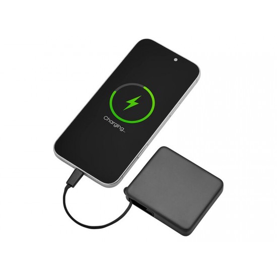 Внешний аккумулятор со встроенным кабелем USB-C Дэнси, 5000 мАч, черный