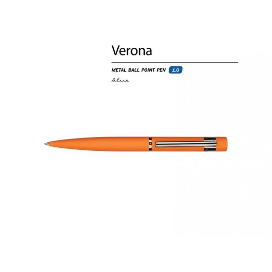 Ручка металлическая шариковая Verona, софт-тач, 1.0 мм, оранжевый