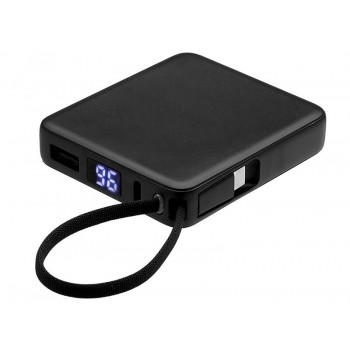 Внешний аккумулятор со встроенным кабелем USB-C Дэнси, 5000 мАч, черный