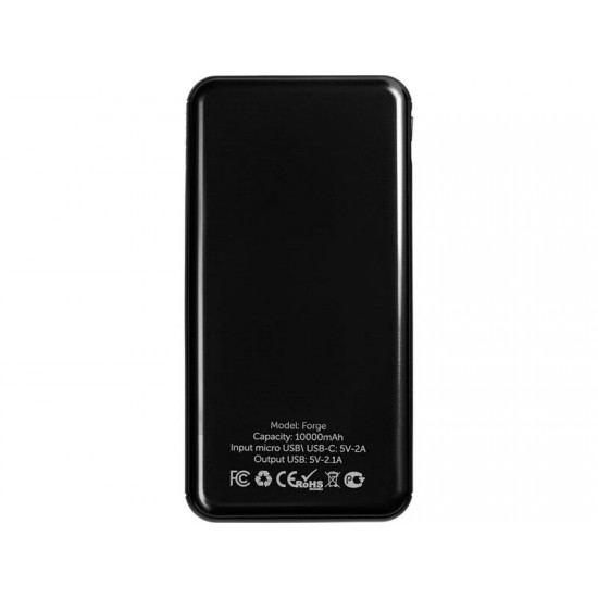 Внешний аккумулятор Forge, Evolt, металл, 10000mah, черный