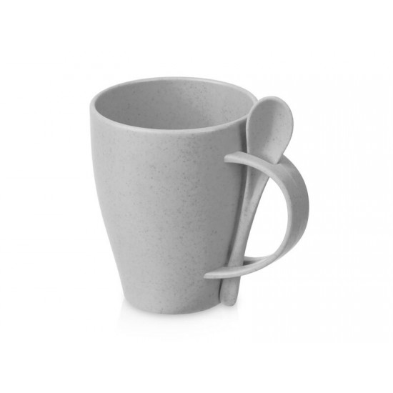Пшеничная кружка Nina с ложкой, 300ml, серый Cool grey 7C